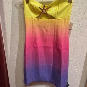 Vibrant Yellow and Pink Ombre Dress